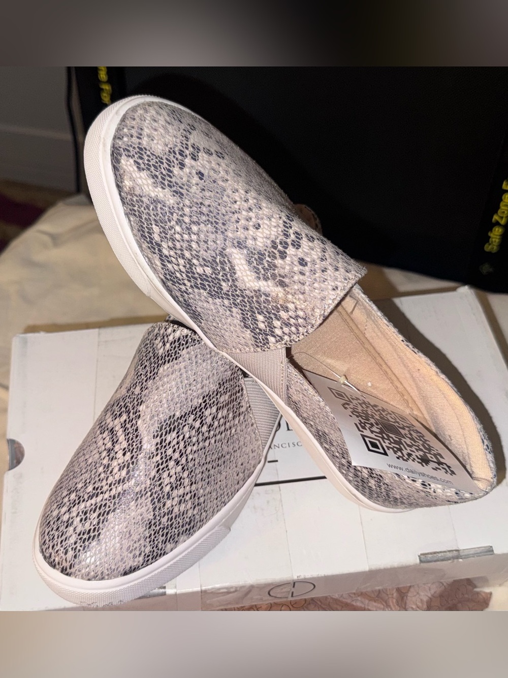 Women's Slip-On Snake Print Flats - Taupe/Gray